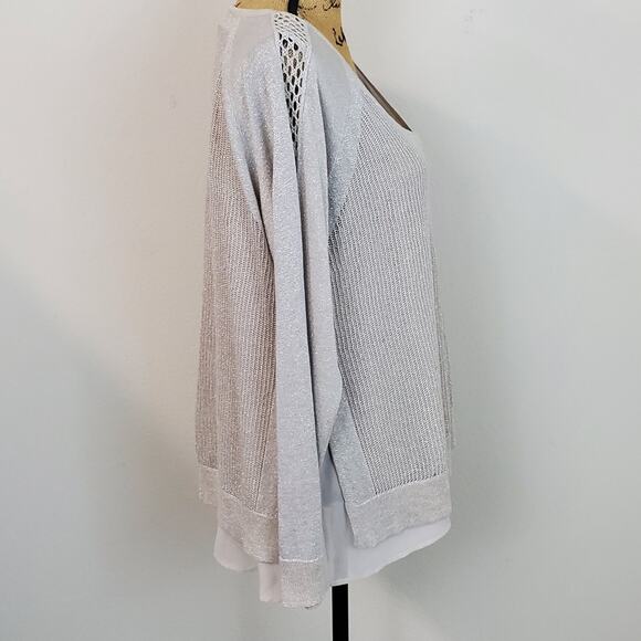 NWT!!! Lucky Brand Linen Blend Metallic Sweater Sz L - Picture 2 of 6